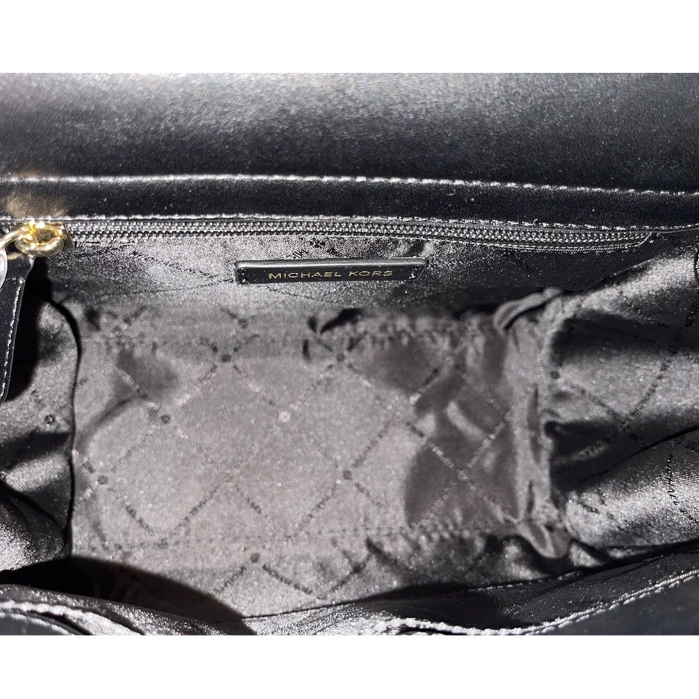 NWT MICHAEL KORS CARMEN MEDIUM FLAP SATCHEL SHOULDER BAG MK BLACK VEGAN LEATHER - Picture 9 of 11